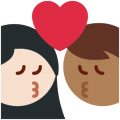 👩🏾‍❤️‍💋‍👨🏻 Berciuman Wanita dengan Pria Warna Kulit Gelap Sedang dengan Warna Kulit Cerah Twitter