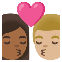 👩🏾‍❤️‍💋‍👨🏼 Berciuman Wanita dengan Pria Warna Kulit Gelap Sedang dengan Warna Kulit Cerah Sedang Google