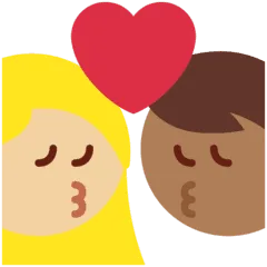 👩🏾‍❤️‍💋‍👨🏼 Berciuman Wanita dengan Pria Warna Kulit Gelap Sedang dengan Warna Kulit Cerah Sedang Twitter