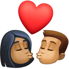 👩🏾‍❤️‍💋‍👨🏽 Berciuman Wanita dengan Pria Warna Kulit Gelap Sedang dengan Warna Kulit Sedang Facebook