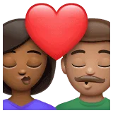 👩🏾‍❤️‍💋‍👨🏽 Berciuman Wanita dengan Pria Warna Kulit Gelap Sedang dengan Warna Kulit Sedang WhatsApp