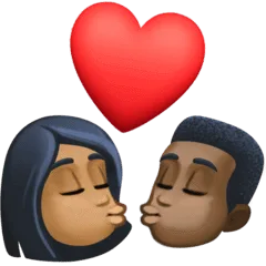 👩🏾‍❤️‍💋‍👨🏿 Berciuman Wanita dengan Pria Warna Kulit Gelap Sedang dengan Warna Kulit Gelap Facebook