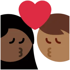 👩🏾‍❤️‍💋‍👨🏿 Berciuman Wanita dengan Pria Warna Kulit Gelap Sedang dengan Warna Kulit Gelap Twitter