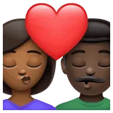👩🏾‍❤️‍💋‍👨🏿 Berciuman Wanita dengan Pria Warna Kulit Gelap Sedang dengan Warna Kulit Gelap WhatsApp