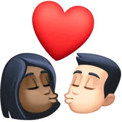 👩🏿‍❤️‍💋‍👨🏻 Berciuman Wanita dengan Pria Warna Kulit Gelap dengan Warna Kulit Cerah Facebook