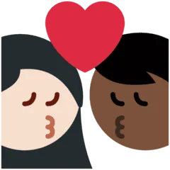 👩🏿‍❤️‍💋‍👨🏻 Berciuman Wanita dengan Pria Warna Kulit Gelap dengan Warna Kulit Cerah Twitter