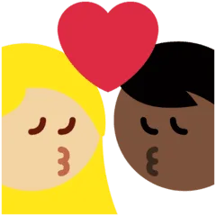👩🏿‍❤️‍💋‍👨🏼 Berciuman Wanita dengan Pria Warna Kulit Gelap dengan Warna Kulit Cerah Sedang Twitter