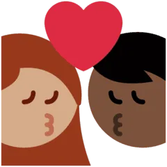 👩🏿‍❤️‍💋‍👨🏽 Berciuman Wanita dengan Pria Warna Kulit Gelap dengan Warna Kulit Sedang Twitter