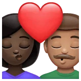 👩🏿‍❤️‍💋‍👨🏽 Berciuman Wanita dengan Pria Warna Kulit Gelap dengan Warna Kulit Sedang WhatsApp