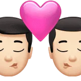 👨🏻‍❤️‍💋‍👨🏻 Berciuman Pria dengan Pria Warna Kulit Cerah Apple