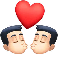 👨🏻‍❤️‍💋‍👨🏻 Berciuman Pria dengan Pria Warna Kulit Cerah Facebook