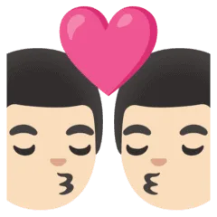 👨🏻‍❤️‍💋‍👨🏻 Berciuman Pria dengan Pria Warna Kulit Cerah Google