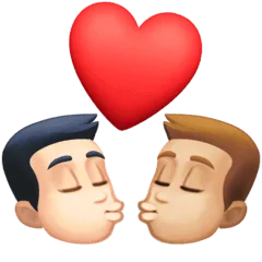 👨🏻‍❤️‍💋‍👨🏼 Berciuman Pria dengan Pria Warna Kulit Cerah dengan Warna Kulit Cerah Sedang Facebook