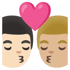👨🏻‍❤️‍💋‍👨🏼 Berciuman Pria dengan Pria Warna Kulit Cerah dengan Warna Kulit Cerah Sedang Google