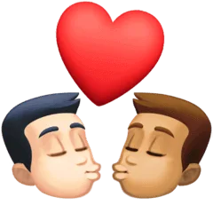 👨🏻‍❤️‍💋‍👨🏽 Berciuman Pria dengan Pria Warna Kulit Cerah dengan Warna Kulit Sedang Facebook
