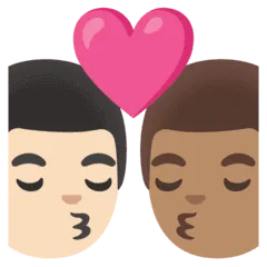 👨🏻‍❤️‍💋‍👨🏽 Berciuman Pria dengan Pria Warna Kulit Cerah dengan Warna Kulit Sedang Google