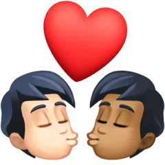 👨🏻‍❤️‍💋‍👨🏾 Berciuman Pria dengan Pria Warna Kulit Cerah dengan Warna Kulit Gelap Sedang Facebook