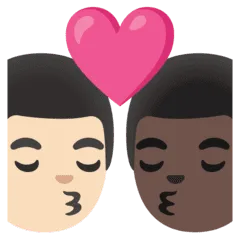 👨🏻‍❤️‍💋‍👨🏿 Berciuman Pria dengan Pria Warna Kulit Cerah dengan Warna Kulit Gelap Google