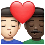 👨🏻‍❤️‍💋‍👨🏿 Berciuman Pria dengan Pria Warna Kulit Cerah dengan Warna Kulit Gelap WhatsApp