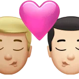 👨🏼‍❤️‍💋‍👨🏻 Berciuman Pria dengan Pria Warna Kulit Cerah Sedang dengan Warna Kulit Cerah Apple