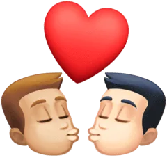 👨🏼‍❤️‍💋‍👨🏻 Berciuman Pria dengan Pria Warna Kulit Cerah Sedang dengan Warna Kulit Cerah Facebook