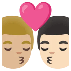 👨🏼‍❤️‍💋‍👨🏻 Berciuman Pria dengan Pria Warna Kulit Cerah Sedang dengan Warna Kulit Cerah Google