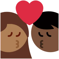 👩🏿‍❤️‍💋‍👨🏾 Berciuman Wanita dengan Pria Warna Kulit Gelap dengan Warna Kulit Gelap Sedang Twitter