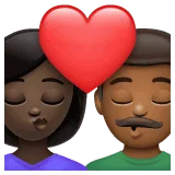 👩🏿‍❤️‍💋‍👨🏾 Berciuman Wanita dengan Pria Warna Kulit Gelap dengan Warna Kulit Gelap Sedang WhatsApp