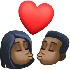 👩🏿‍❤️‍💋‍👨🏿 Berciuman Wanita dengan Pria Warna Kulit Gelap Facebook