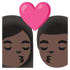 👩🏿‍❤️‍💋‍👨🏿 Berciuman Wanita dengan Pria Warna Kulit Gelap Google