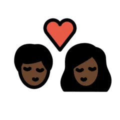 👩🏿‍❤️‍💋‍👨🏿 Berciuman Wanita dengan Pria Warna Kulit Gelap OpenMoji