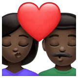 👩🏿‍❤️‍💋‍👨🏿 Berciuman Wanita dengan Pria Warna Kulit Gelap WhatsApp