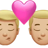 👨🏼‍❤️‍💋‍👨🏼 Berciuman Pria dengan Pria Warna Kulit Cerah Sedang Apple
