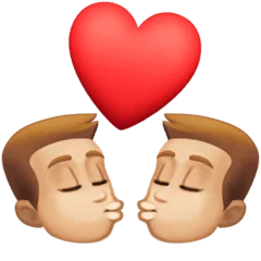 👨🏼‍❤️‍💋‍👨🏼 Berciuman Pria dengan Pria Warna Kulit Cerah Sedang Facebook