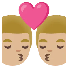 👨🏼‍❤️‍💋‍👨🏼 Berciuman Pria dengan Pria Warna Kulit Cerah Sedang Google