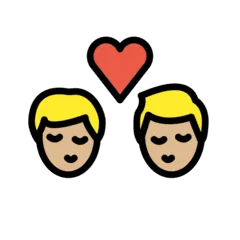 👨🏼‍❤️‍💋‍👨🏼 Berciuman Pria dengan Pria Warna Kulit Cerah Sedang Openmoji