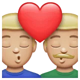👨🏼‍❤️‍💋‍👨🏼 Berciuman Pria dengan Pria Warna Kulit Cerah Sedang WhatsApp