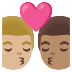 👨🏼‍❤️‍💋‍👨🏽 Berciuman Pria dengan Pria Warna Kulit Cerah Sedang dengan Warna Kulit Sedang Google