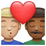 👨🏼‍❤️‍💋‍👨🏾 Berciuman Pria dengan Pria Warna Kulit Cerah Sedang dengan Warna Kulit Gelap Sedang WhatsApp