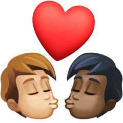 👨🏼‍❤️‍💋‍👨🏿 Berciuman Pria dengan Pria Warna Kulit Cerah Sedang dengan Warna Kulit Gelap Facebook