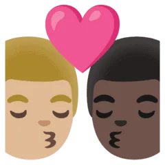 👨🏼‍❤️‍💋‍👨🏿 Berciuman Pria dengan Pria Warna Kulit Cerah Sedang dengan Warna Kulit Gelap Google