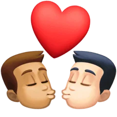 👨🏽‍❤️‍💋‍👨🏻 Berciuman Pria dengan Pria Warna Kulit Sedang dengan Warna Kulit Cerah Facebook