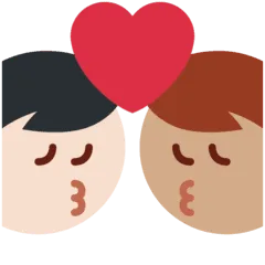 👨🏽‍❤️‍💋‍👨🏻 Berciuman Pria dengan Pria Warna Kulit Sedang dengan Warna Kulit Cerah Twitter
