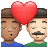 👨🏽‍❤️‍💋‍👨🏻 Berciuman Pria dengan Pria Warna Kulit Sedang dengan Warna Kulit Cerah WhatsApp