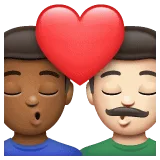 kiss man man medium dark skin tone light skin tone 1f468 1f3fe 200d 2764 fe0f 200d 1f48b 200d 1f468 1f3fb 1