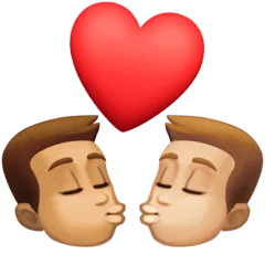 👨🏽‍❤️‍💋‍👨🏼 Berciuman Pria dengan Pria Warna Kulit Sedang dengan Warna Kulit Cerah Sedang Facebook