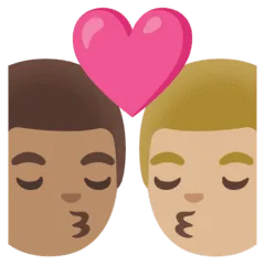 👨🏽‍❤️‍💋‍👨🏼 Berciuman Pria dengan Pria Warna Kulit Sedang dengan Warna Kulit Cerah Sedang Google