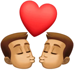 👨🏽‍❤️‍💋‍👨🏽 Berciuman Pria dengan Pria Warna Kulit Sedang Facebook