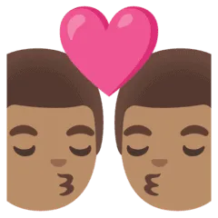 👨🏽‍❤️‍💋‍👨🏽 Berciuman Pria dengan Pria Warna Kulit Sedang Google