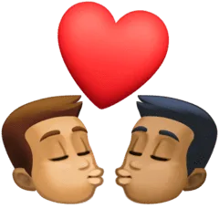 👨🏽‍❤️‍💋‍👨🏾 Berciuman Pria dengan Pria Warna Kulit Sedang dengan Warna Kulit Gelap Sedang Facebook